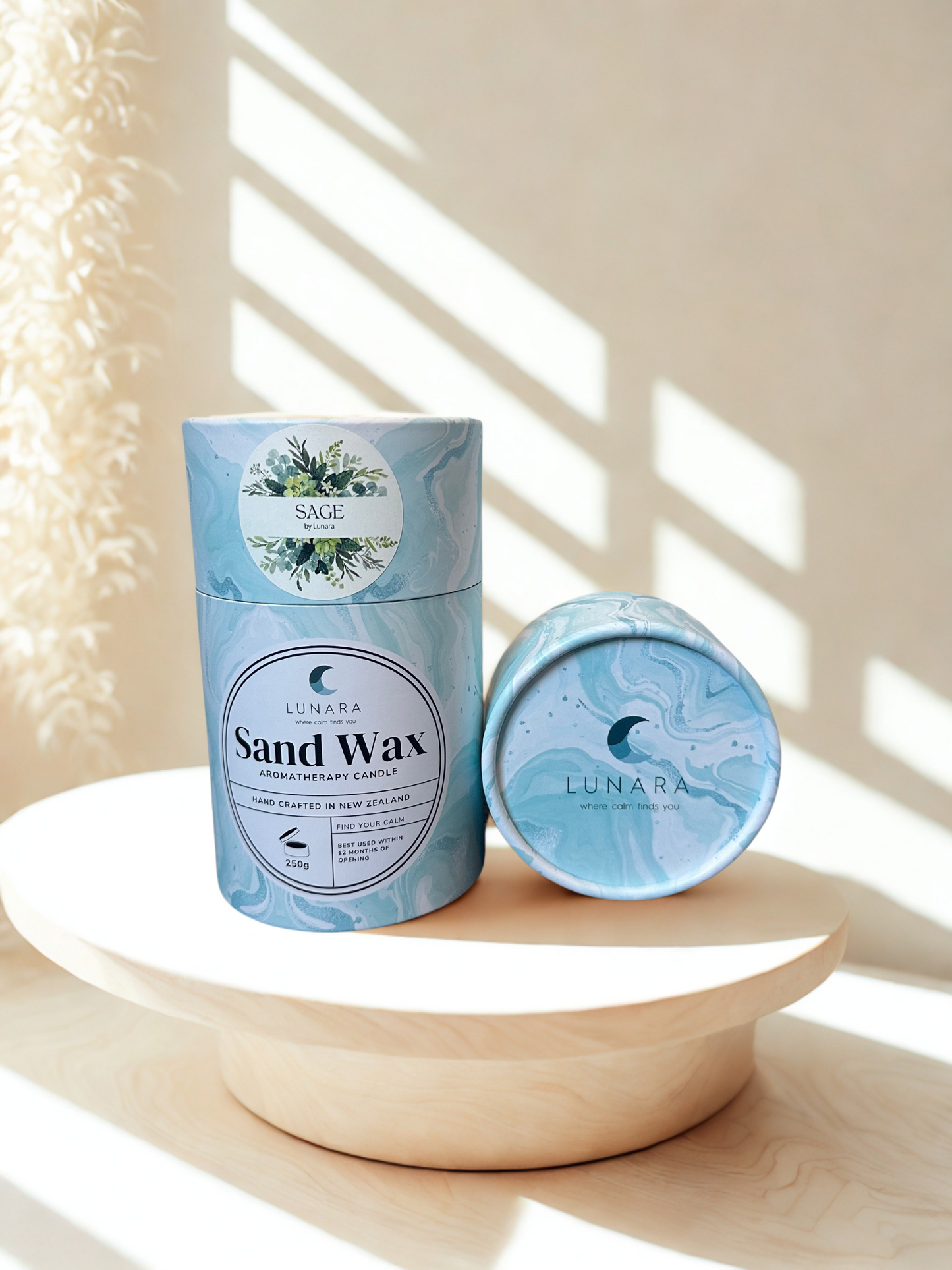 Lunara Sand Wax Candle- Sage 250g (contains 10 wicks)