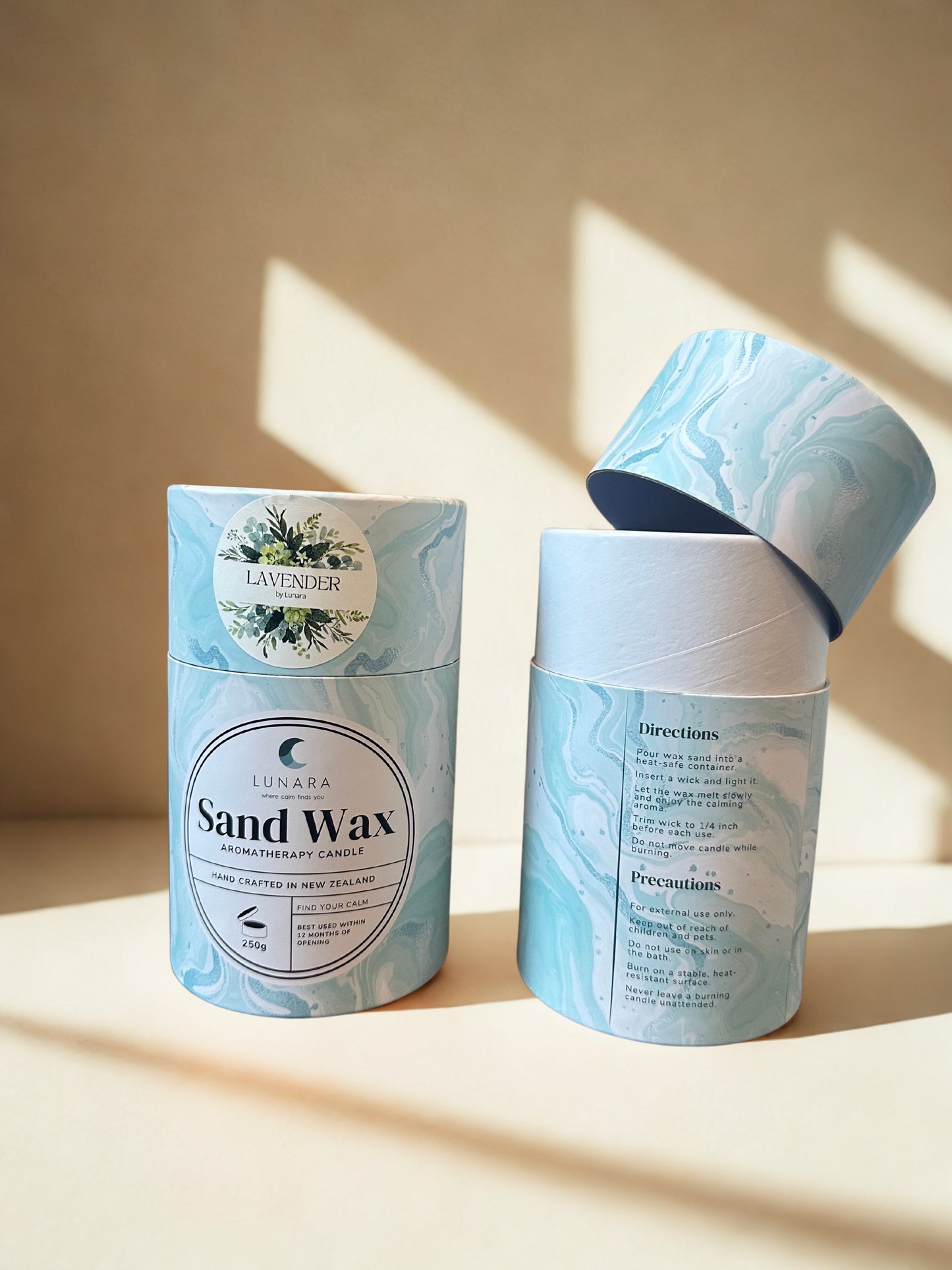Lunara Sand Wax Candle- Lavender 250g (contains 10 wicks)
